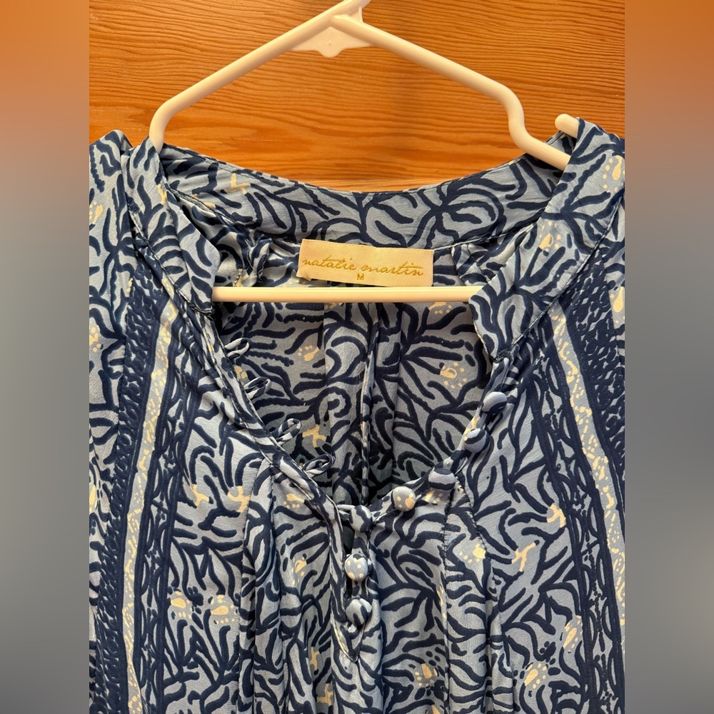 Natalie Martin Fiore Blue Floral Maxi Dress Sz M - Picture 5 of 6